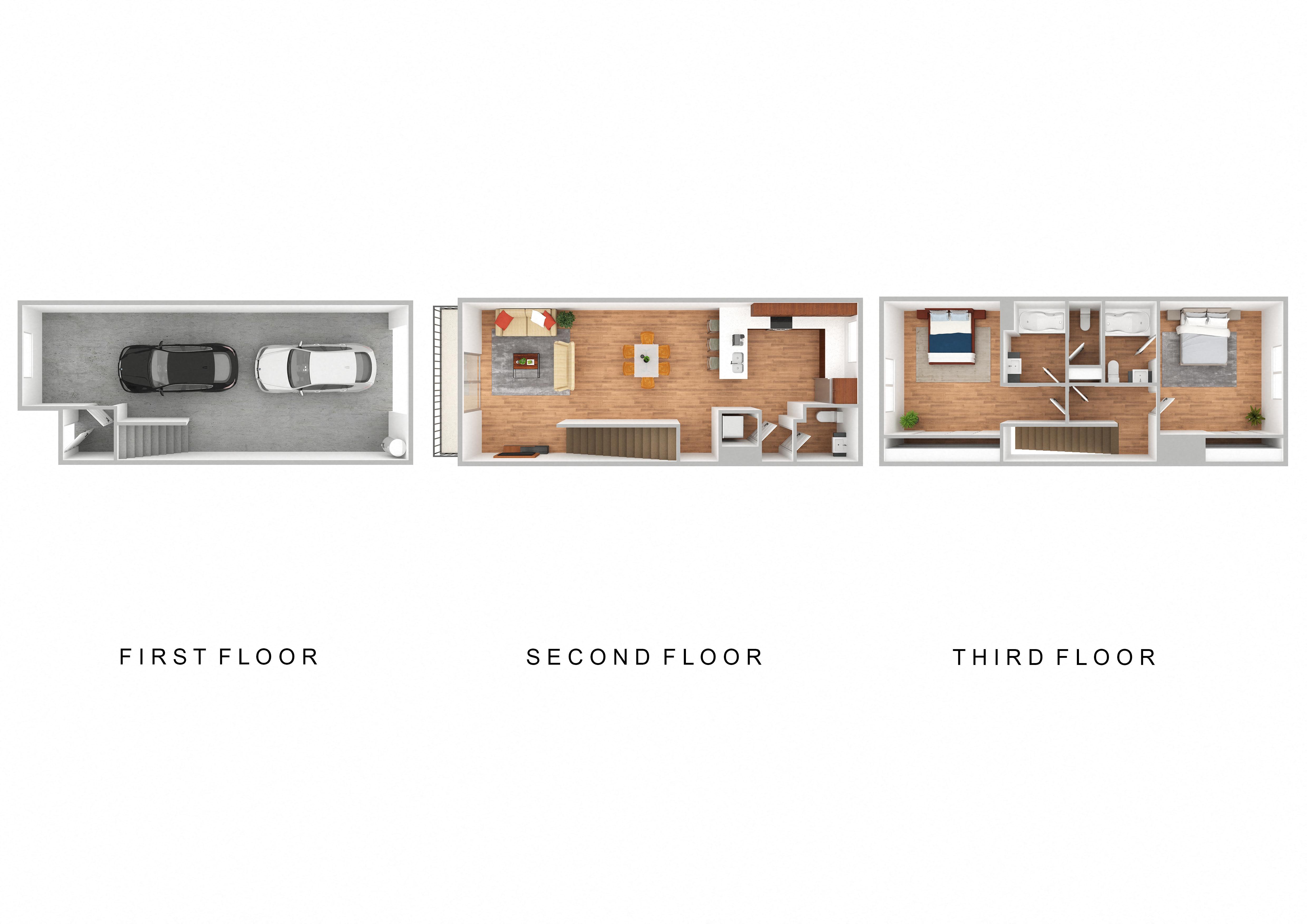2 Bedroom 2.5 Bath 1011 1011 floor plan