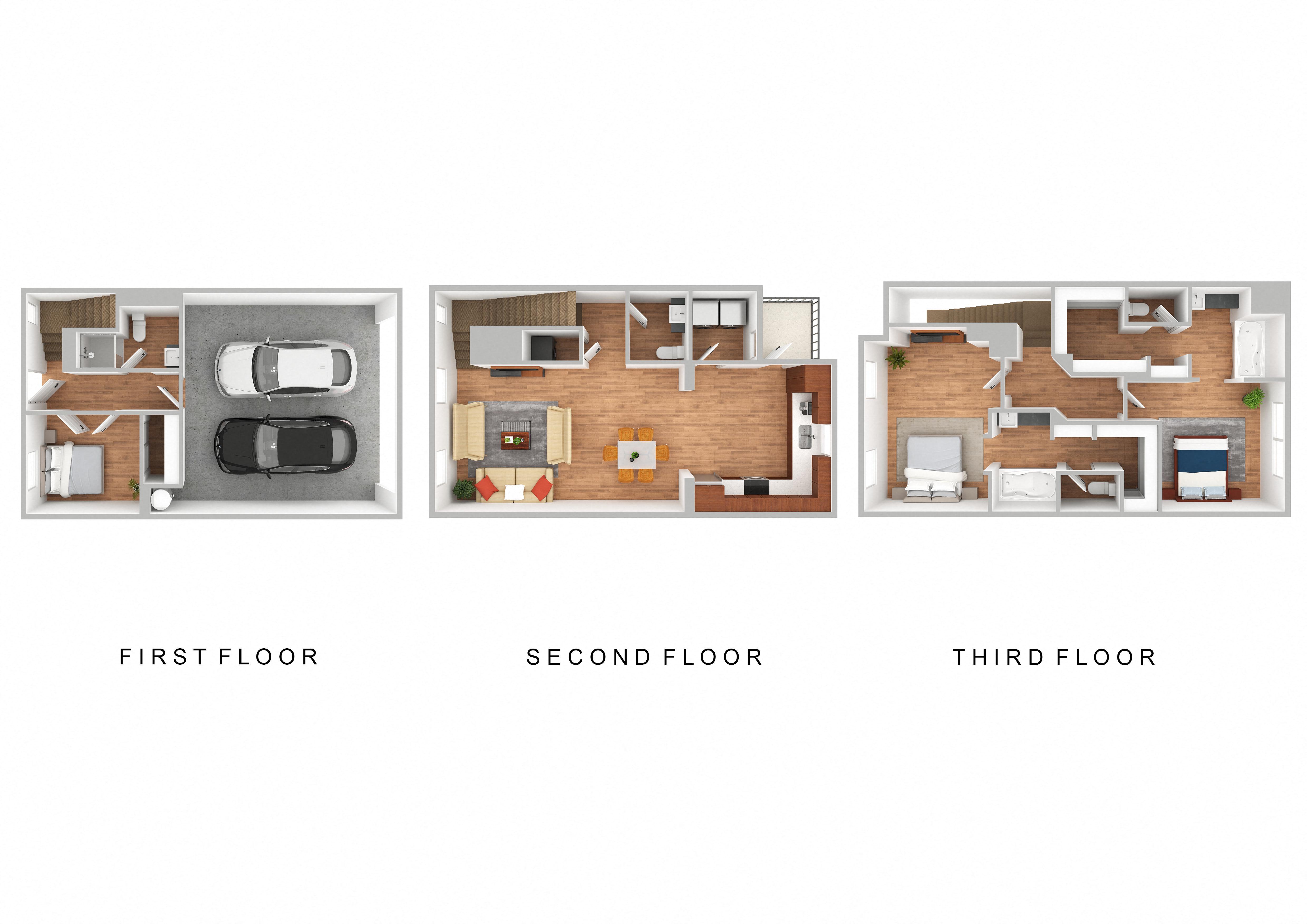 3 Bedroom 3.5 Bath 1018 1018 floor plan