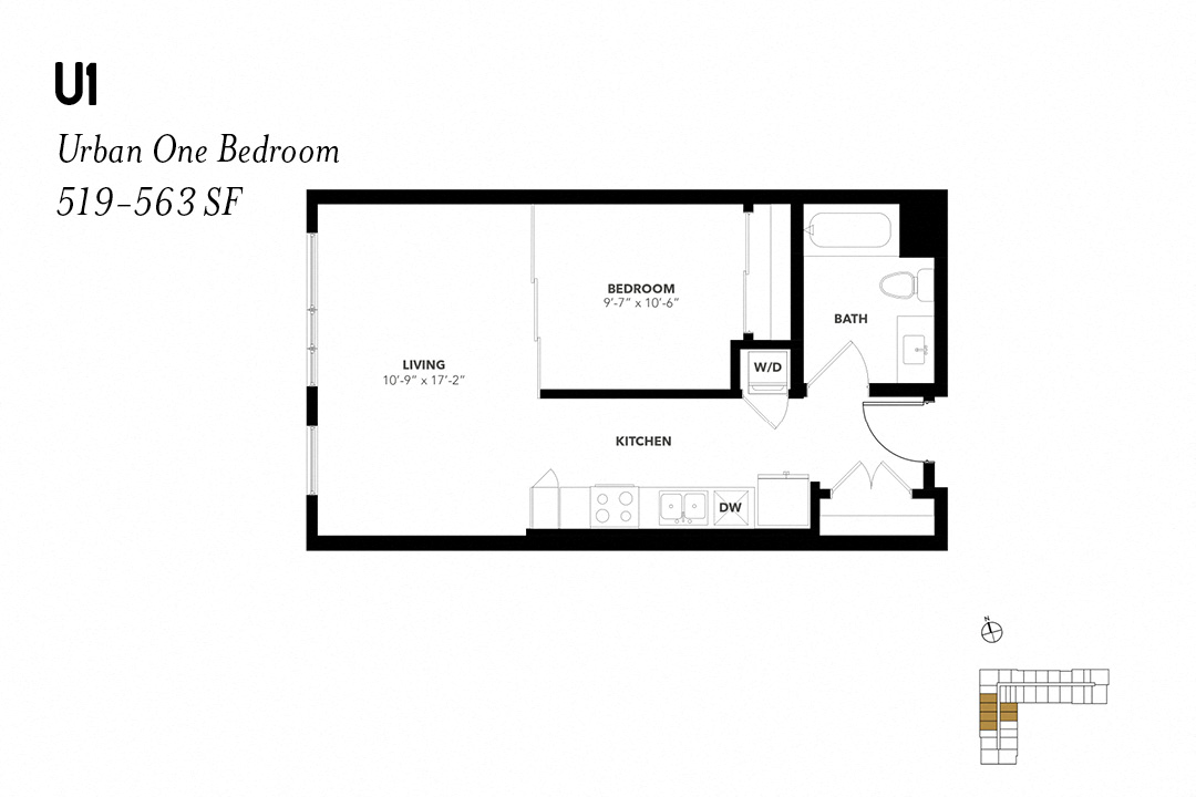 Urban One Bedroom U1 1205 1205 floor plan