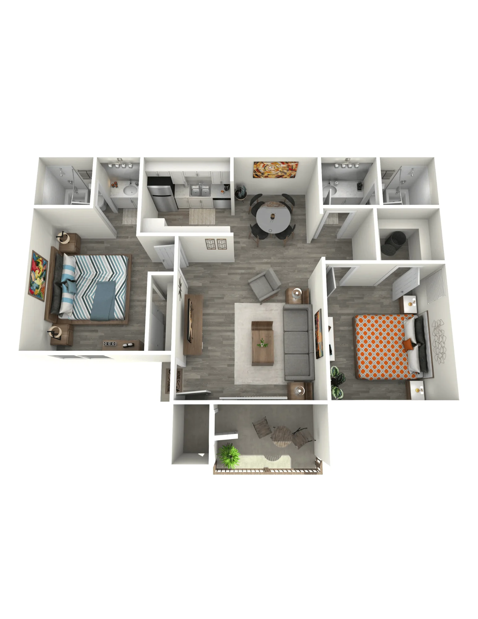 Two Bedroom, Two Baths Large 1102 1102 floor plan
