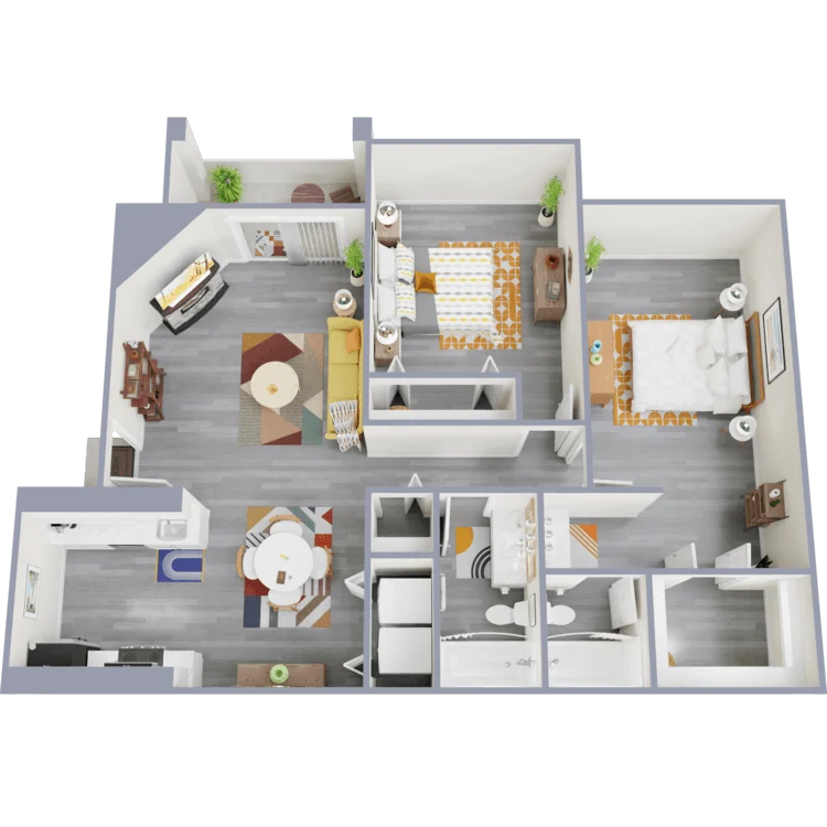 Two Bedroom, Two Bath Large 1079 1079 floor plan