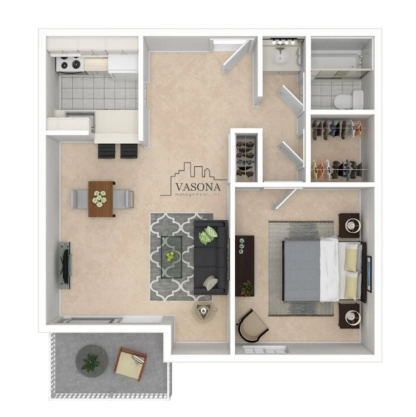1 Bedroom 1 Bath Large 01-301 01-301 floor plan