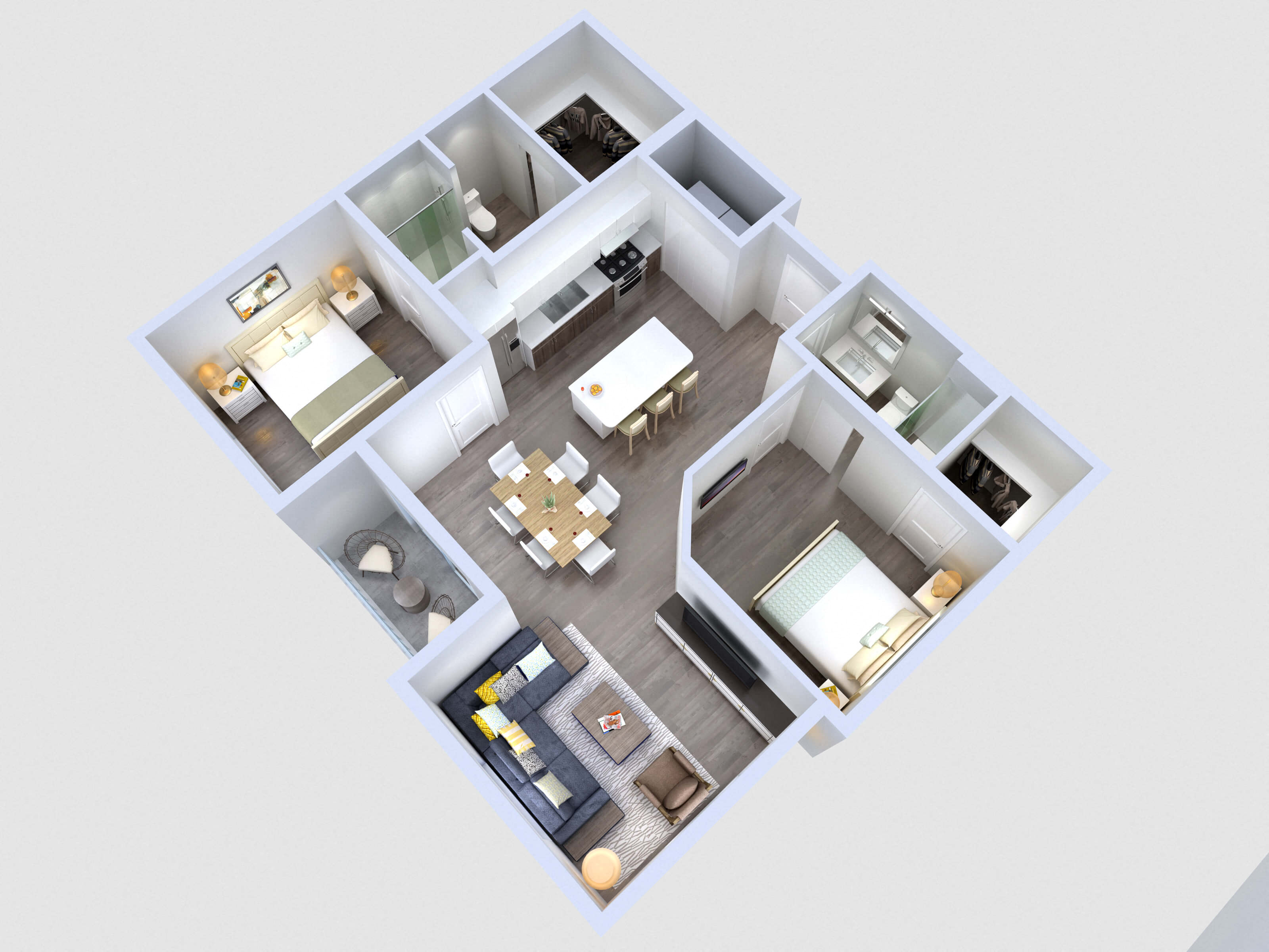 B1: 2 Bed 2 Bath 233 233 floor plan