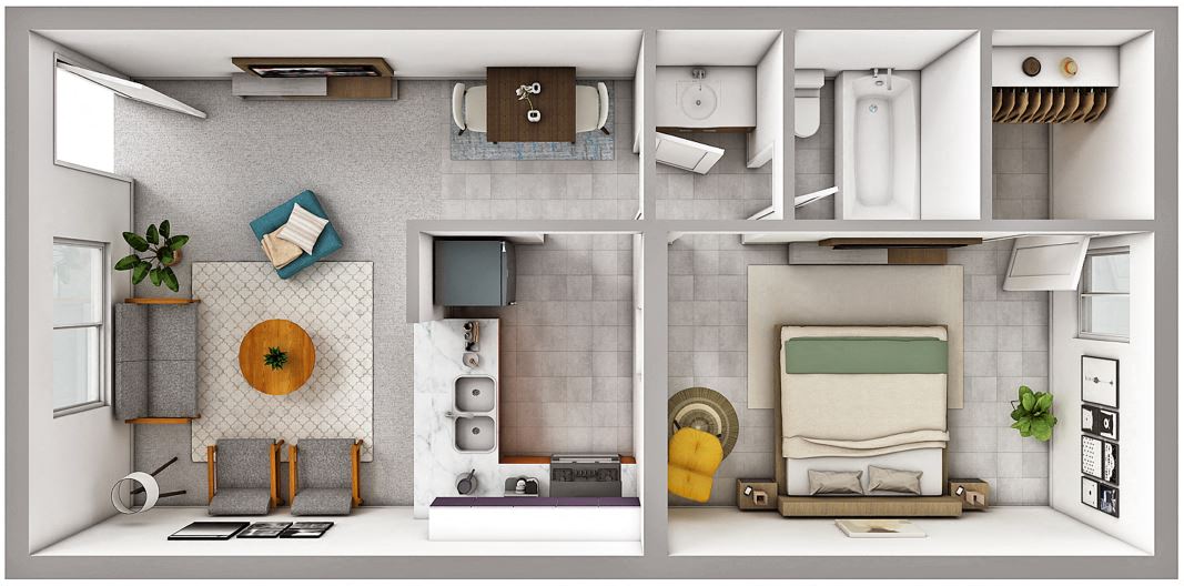 One Bedroom, One Bath 205 205 floor plan