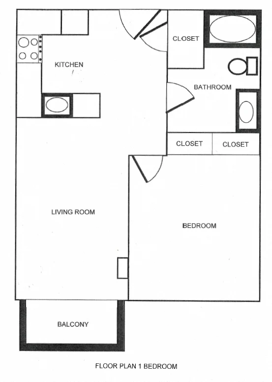 1 Bedroom 1 Bath 052 052 floor plan