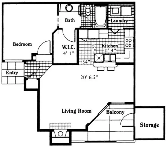 One Bedroom One Bath A1, A2 3117 3117 floor plan