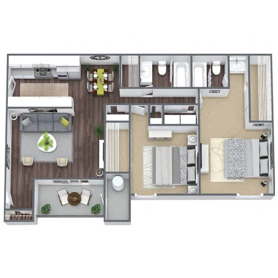 B1: 2 Bed 2 Bath S2037 S2037 floor plan