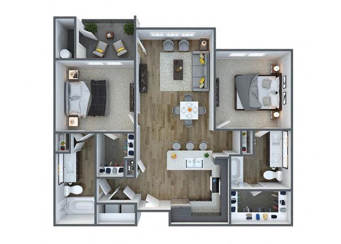 B1: 2 Bed 2 Bath 3091 3091 floor plan