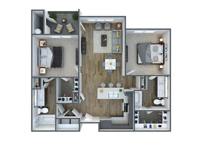 B1: 2 Bed 2 Bath 3072 3072 floor plan