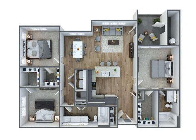 C1: 3 Bed 2 Bath 3101 3101 floor plan