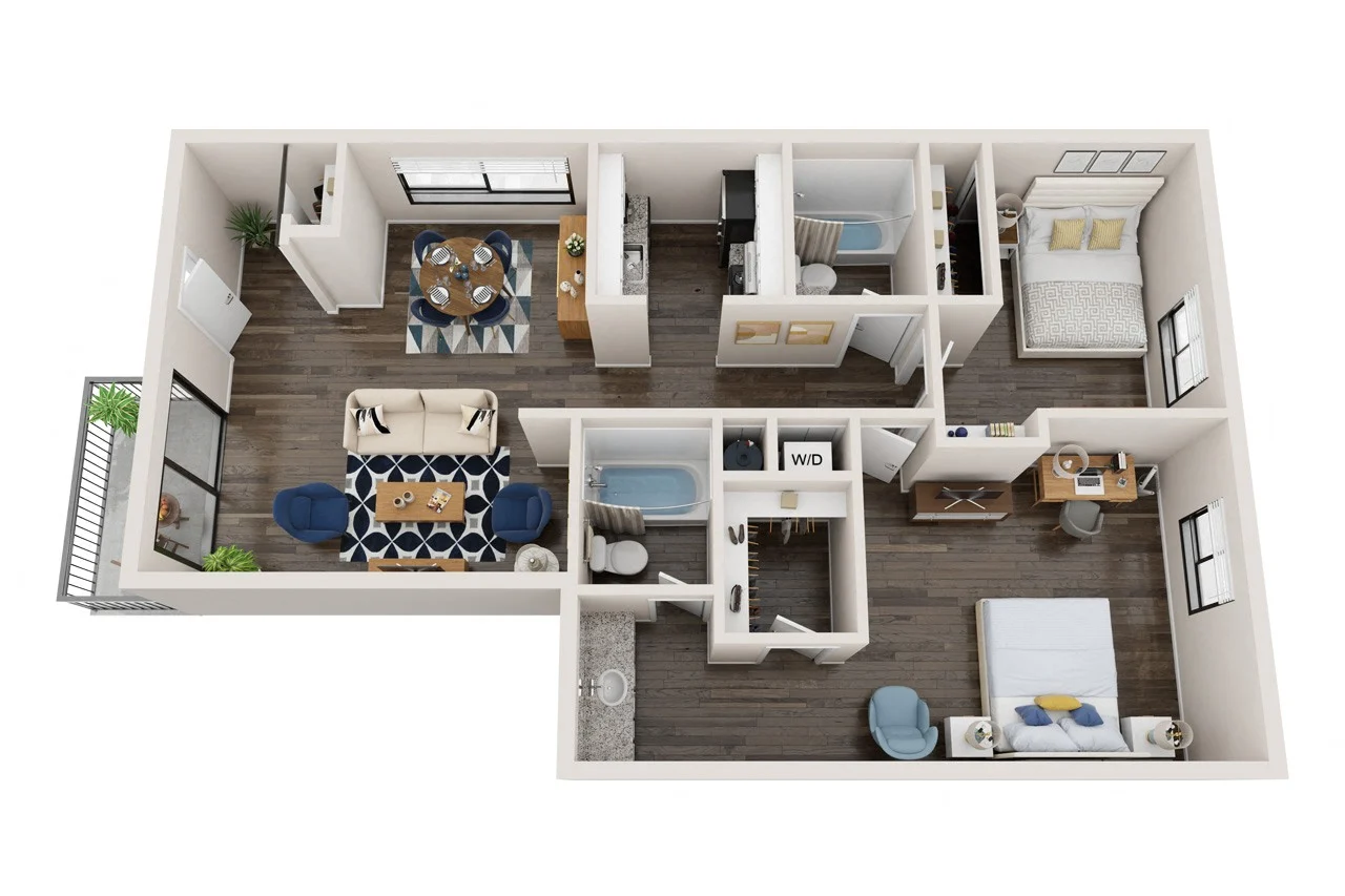 B1: 2 Bed 2 Bath 14-205 14-205 floor plan