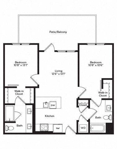 2B w/ Balcony 0-807 0-807 floor plan