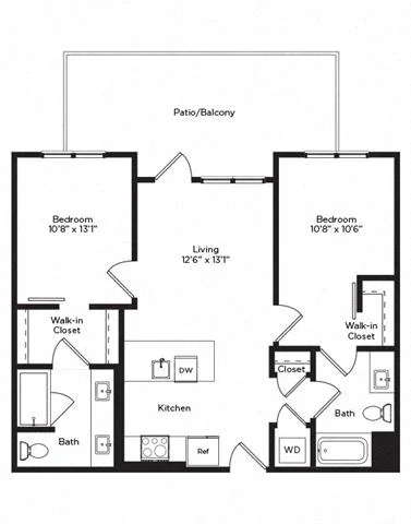 2B w/ Balcony 0-807 0-807 floor plan