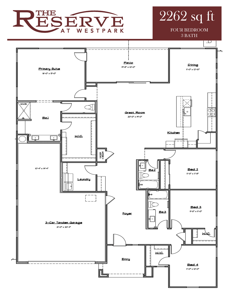 4 BED, 3 BATH - 2262 SF 2353 2353 floor plan