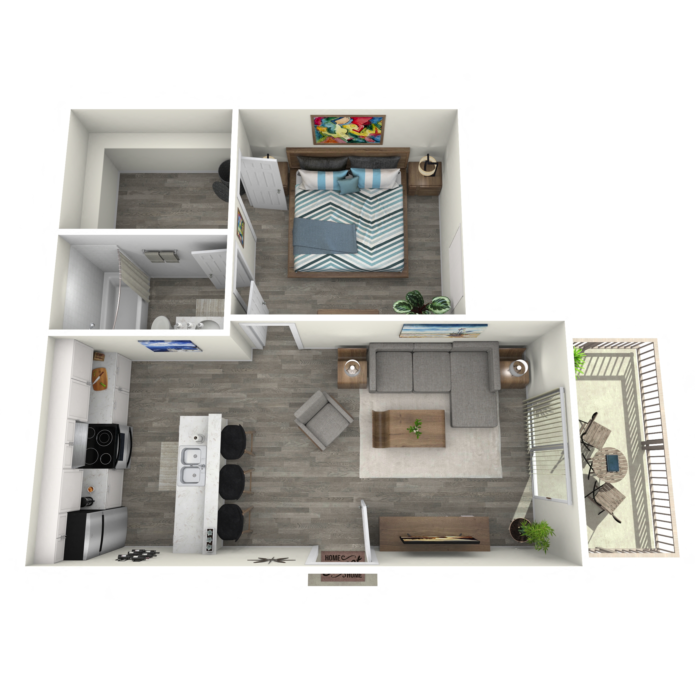 One Bedroom One Bath Small 2107 2107 floor plan
