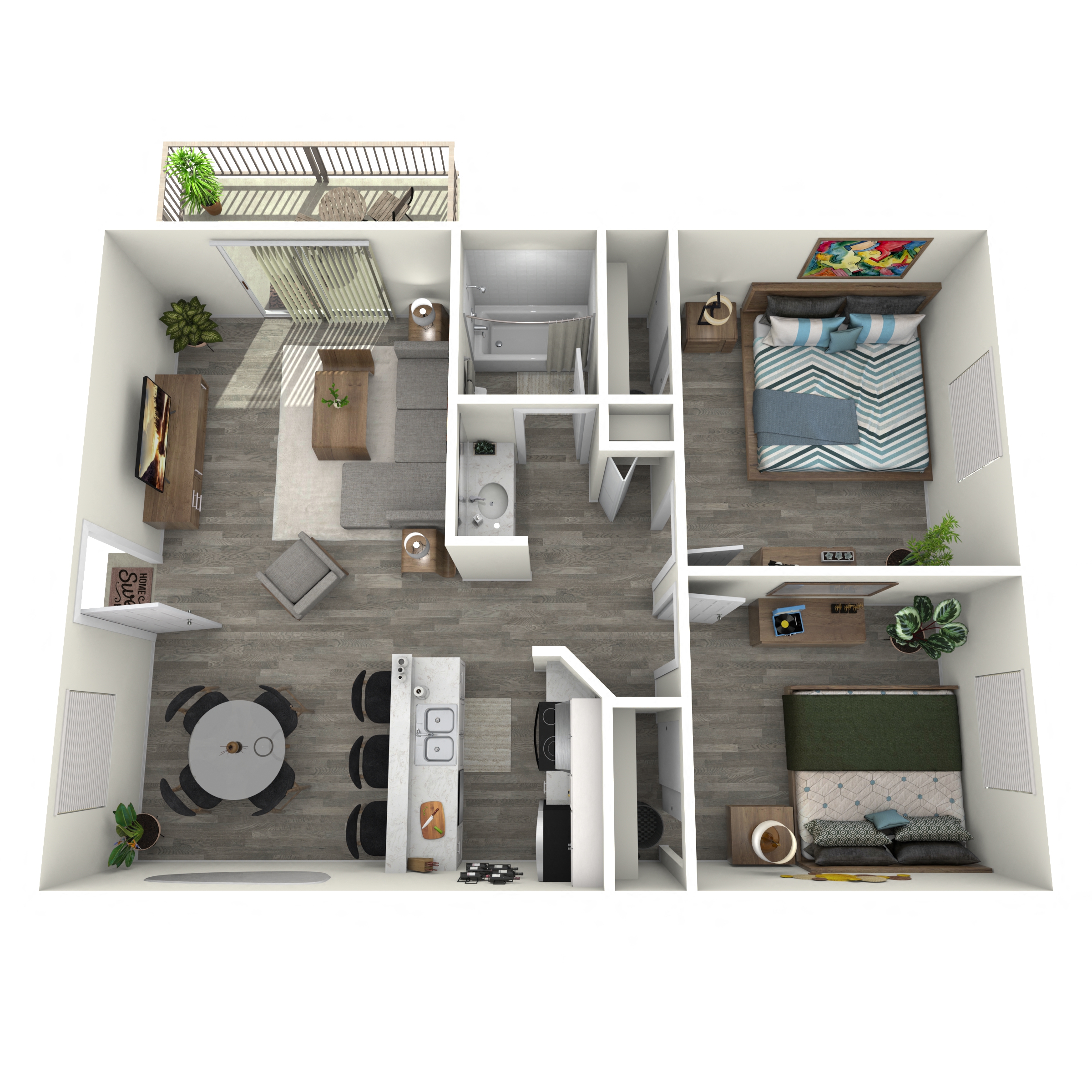 Two Bedroom One Bath 2148 2148 floor plan