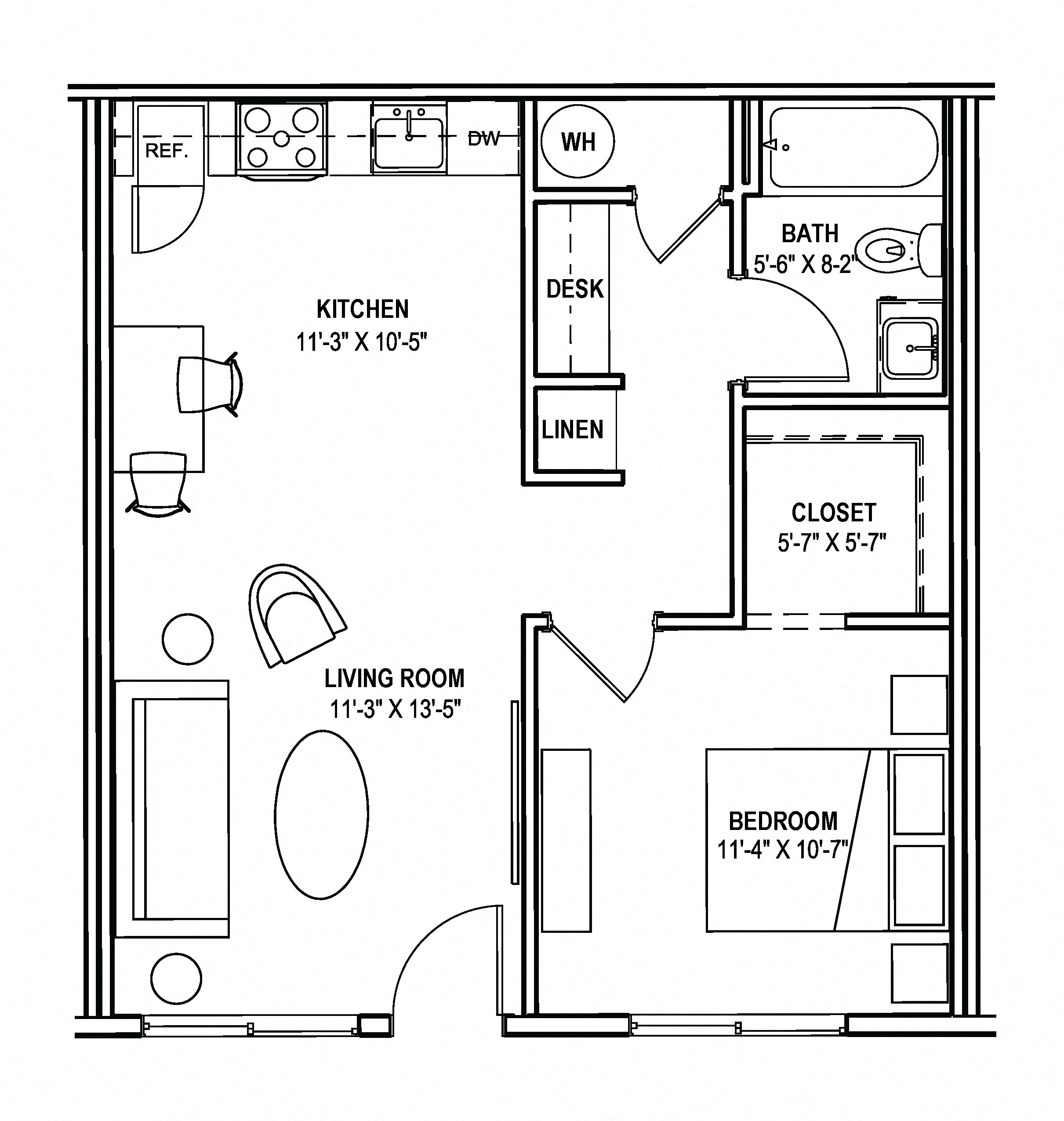One Bedroom One Bath 171 171 floor plan
