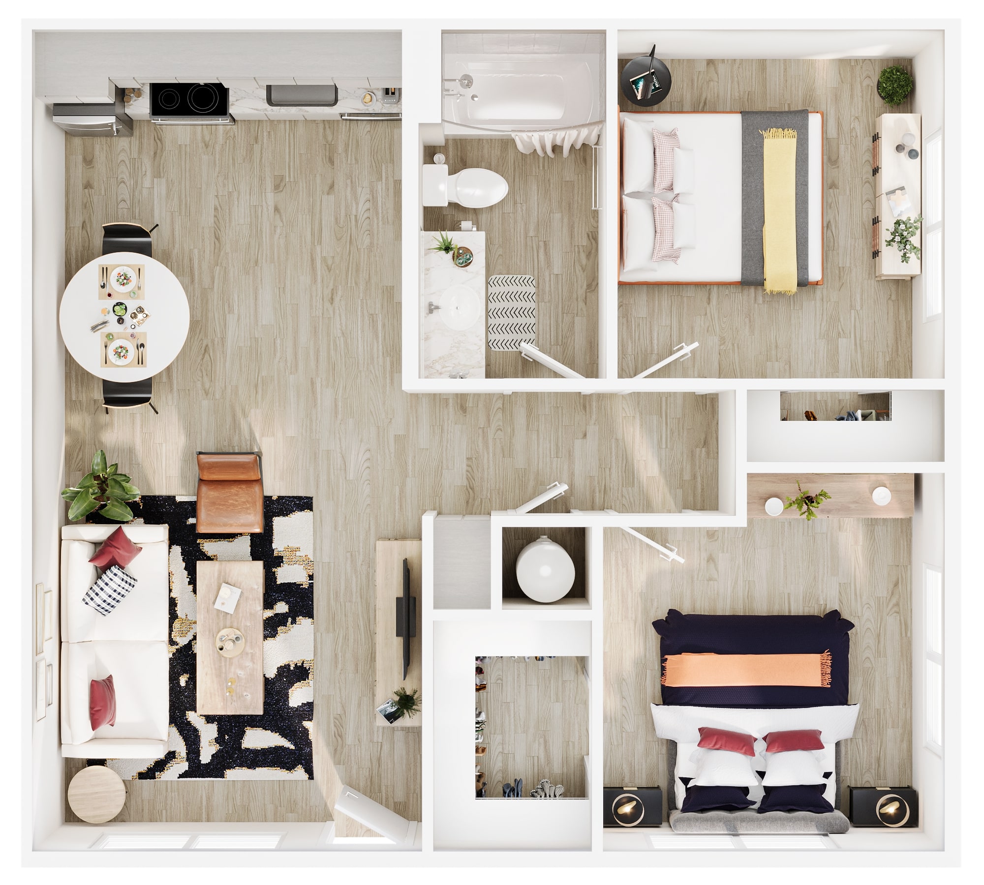 Two Bedroom One Bath 129 129 floor plan