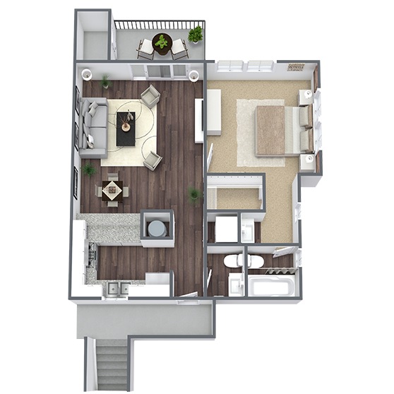 A1: 1 Bed 1 Bath 101 101 floor plan