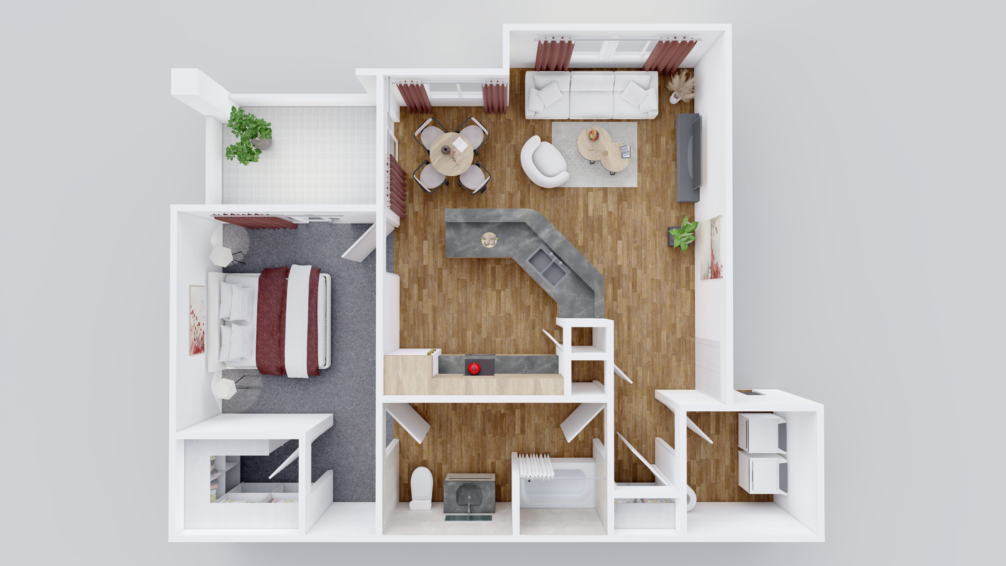 A1 1 Bed 1 Bath 1076 1076 floor plan