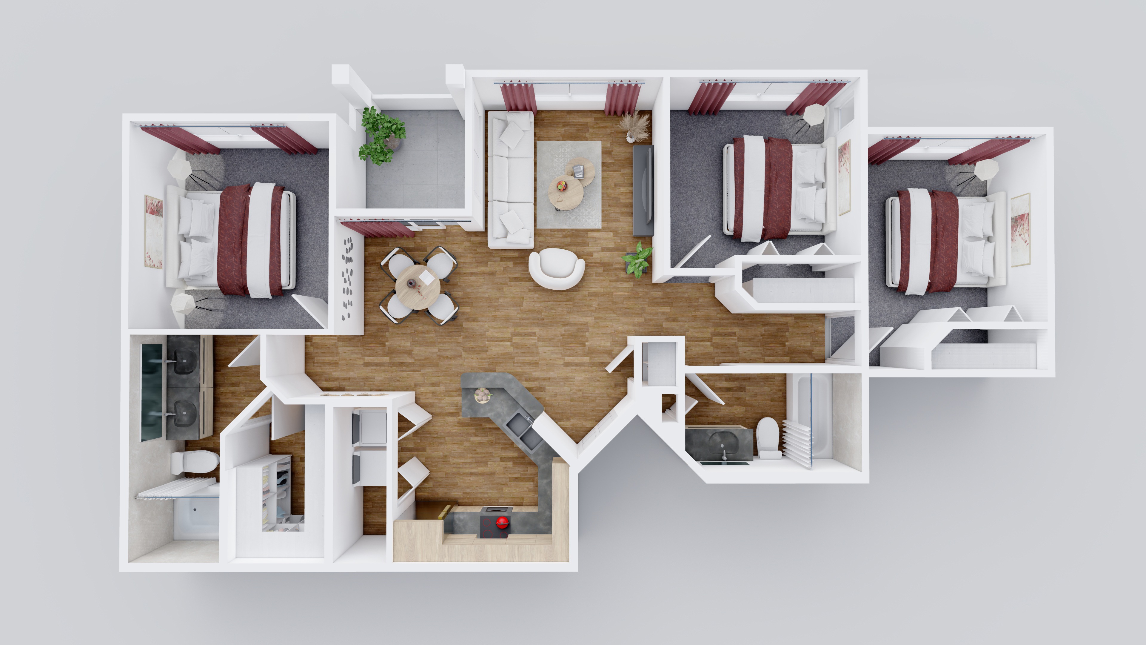 C1 3 Bed 2 Bath 2039 2039 floor plan