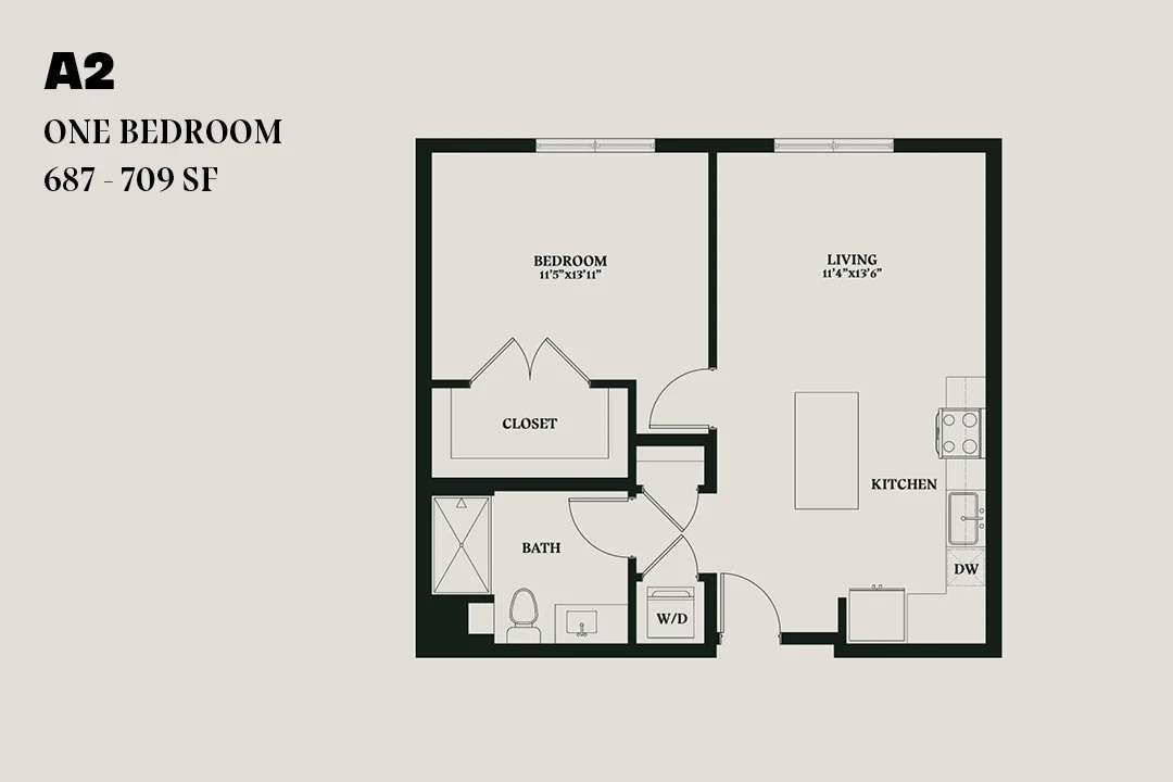 Alba One Bedroom A2 492 492 floor plan
