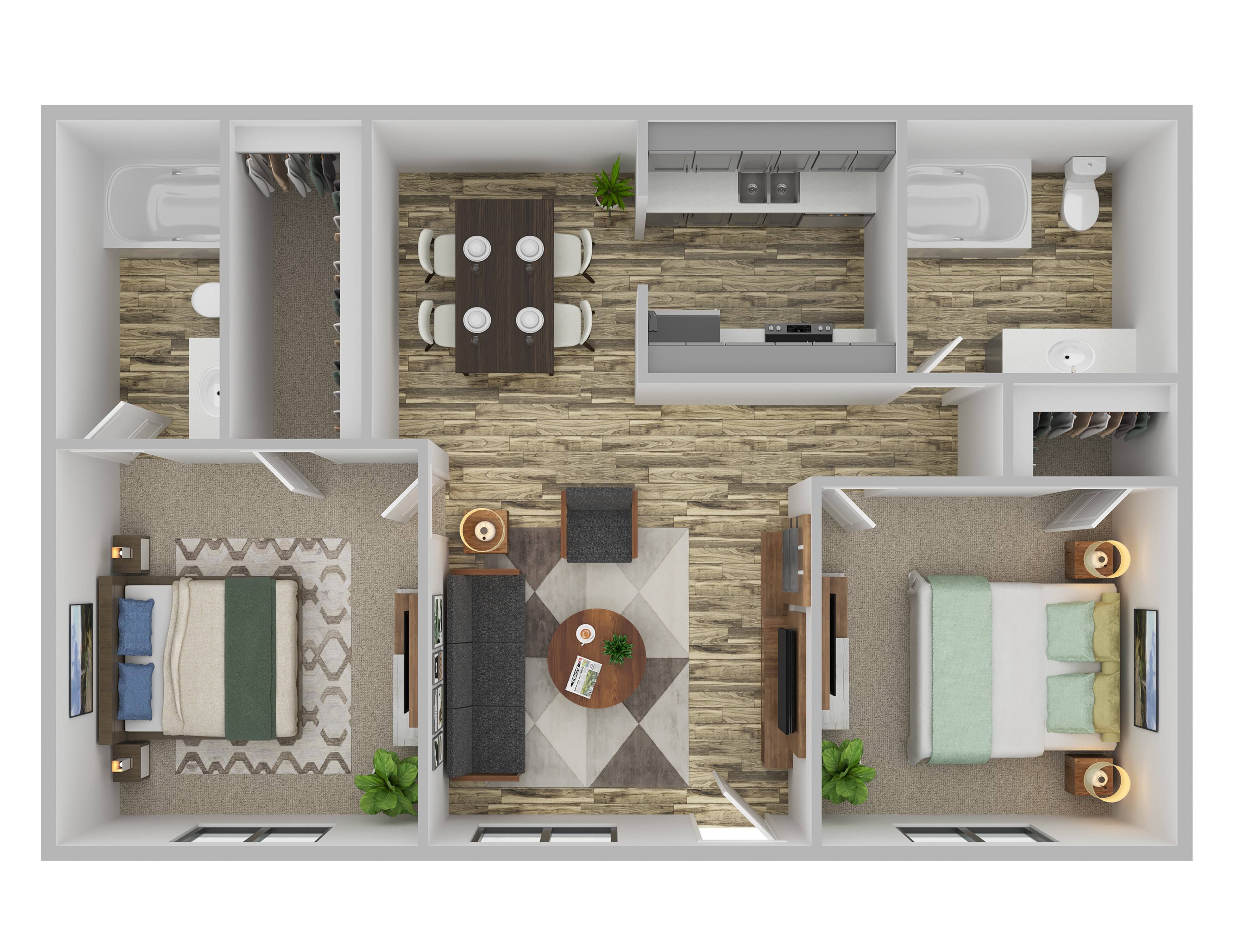 Two Bedroom, Two Bath Renovated 0271 0271 floor plan