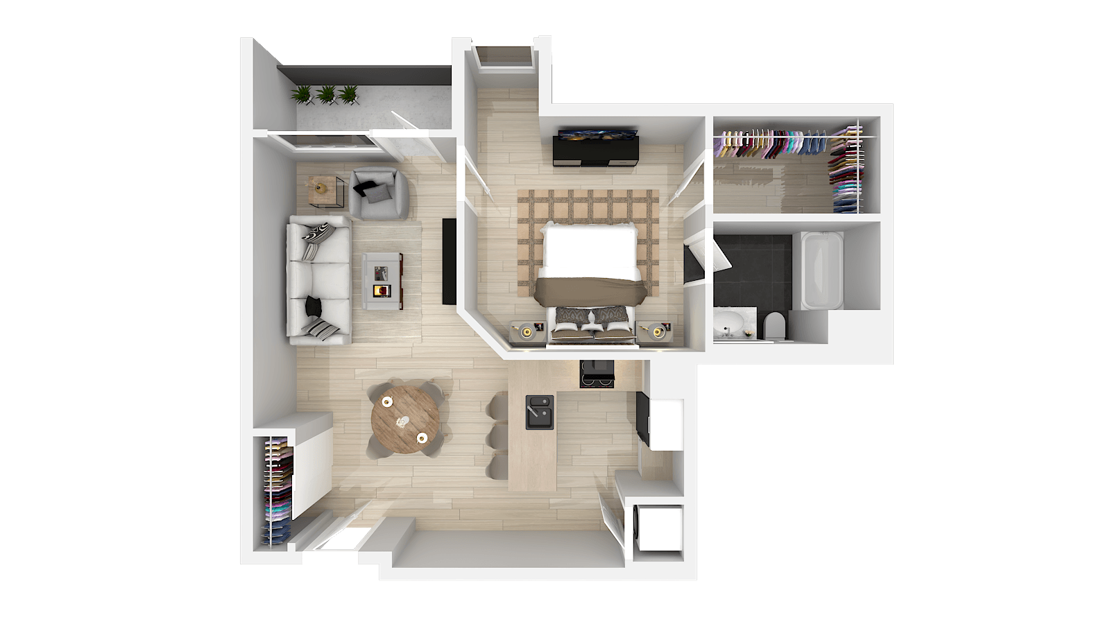 One Bedroom One Bath I 4-415 4-415 floor plan
