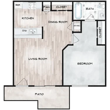 1 BR, 1 BA 11225 11225 floor plan
