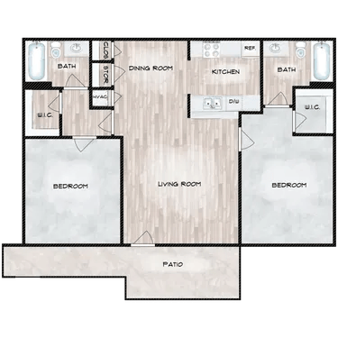 2 BR, 2 BA 31275 31275 floor plan