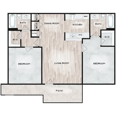 2 BR, 2 BA 31275 31275 floor plan