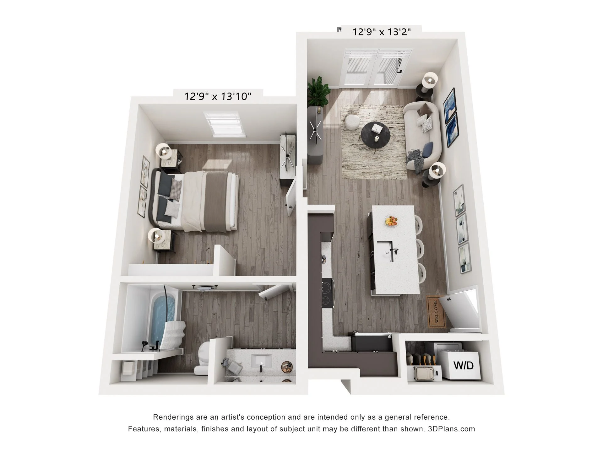 1 Bedroom 626 2304 2304 floor plan