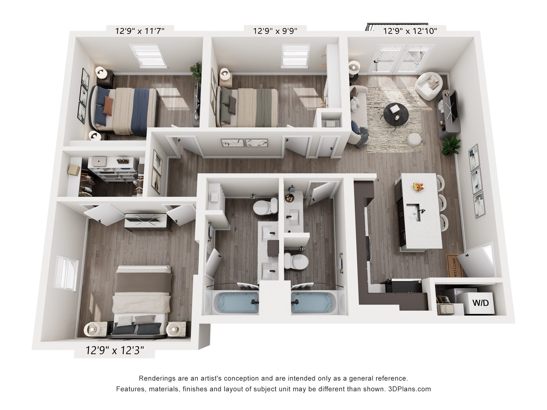 3 Bedroom 1109 1302 1302 floor plan