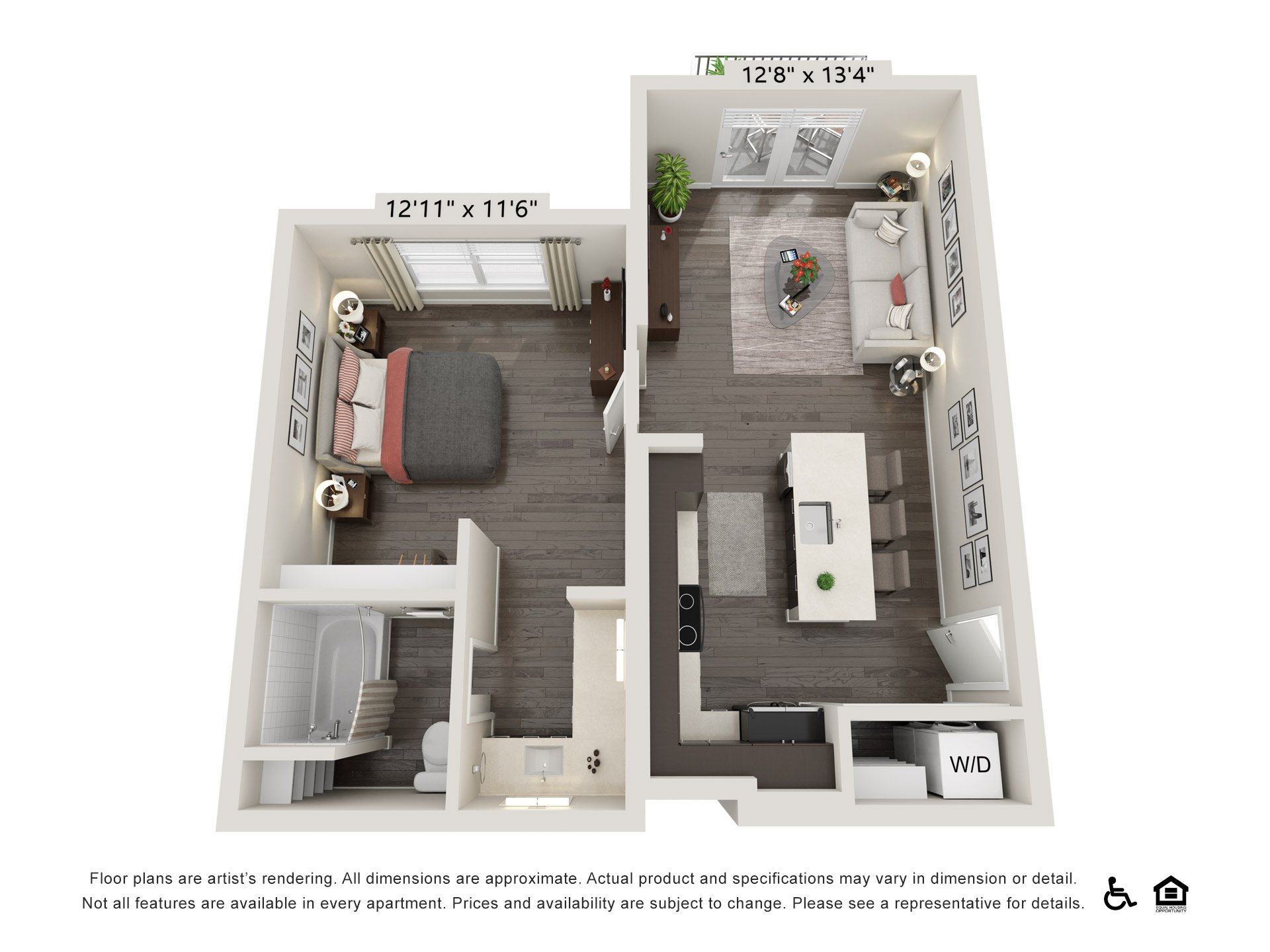 1 Bedroom 626 1303 1303 floor plan