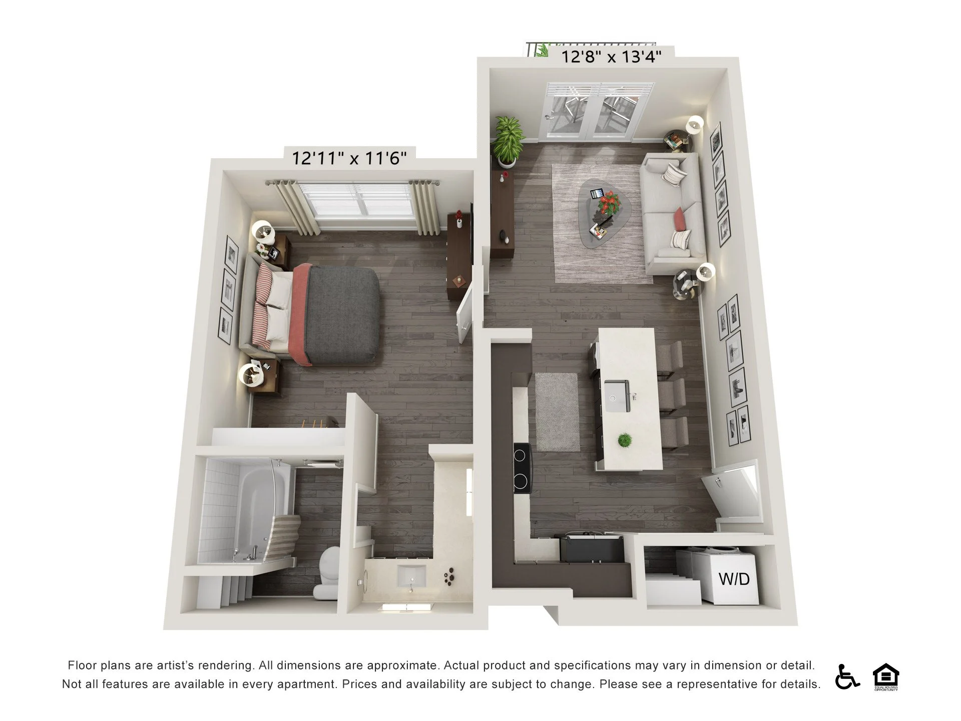 1 Bedroom 626 2207 2207 floor plan