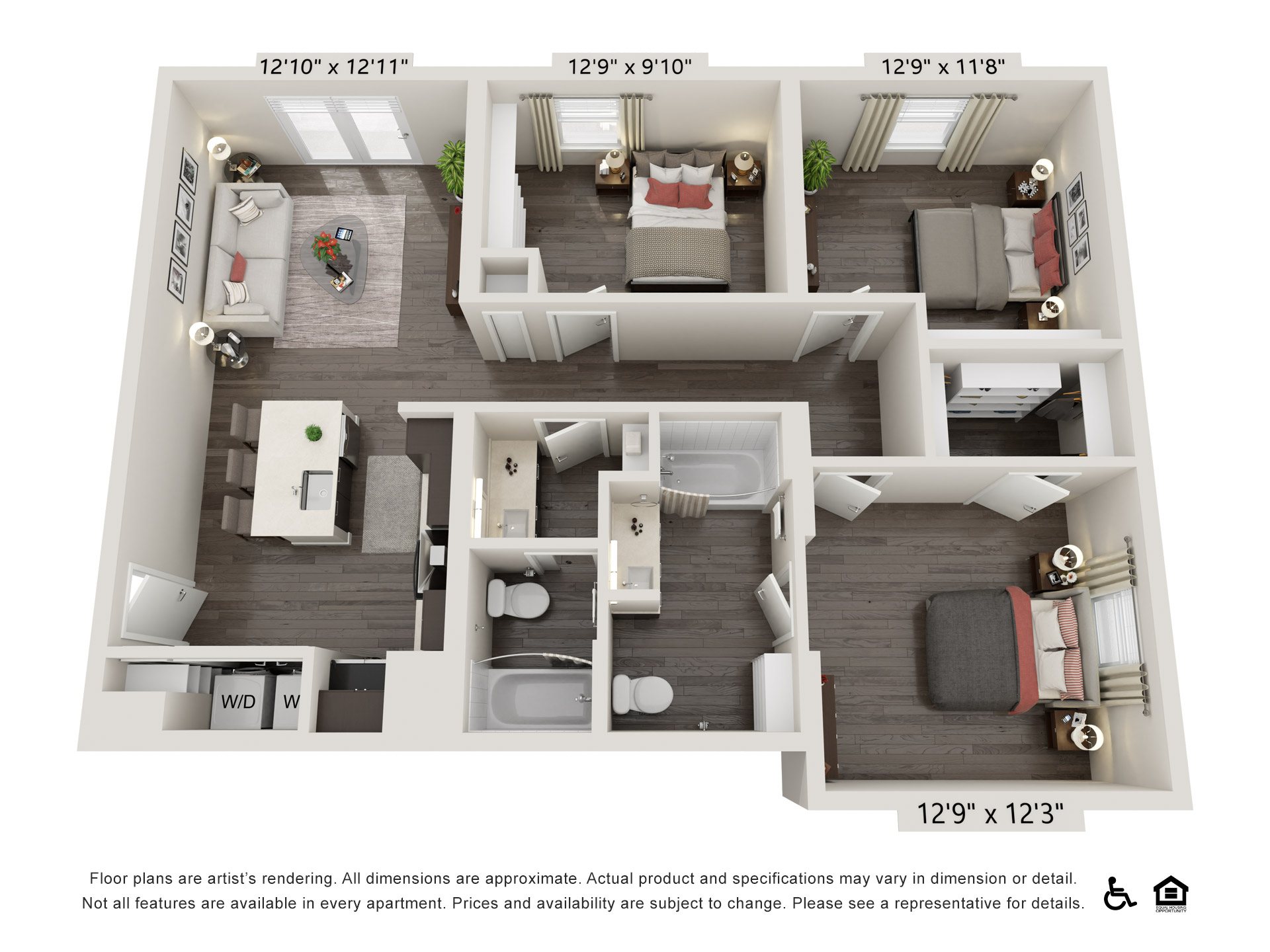 3 Bedroom 1105 4101 4101 floor plan