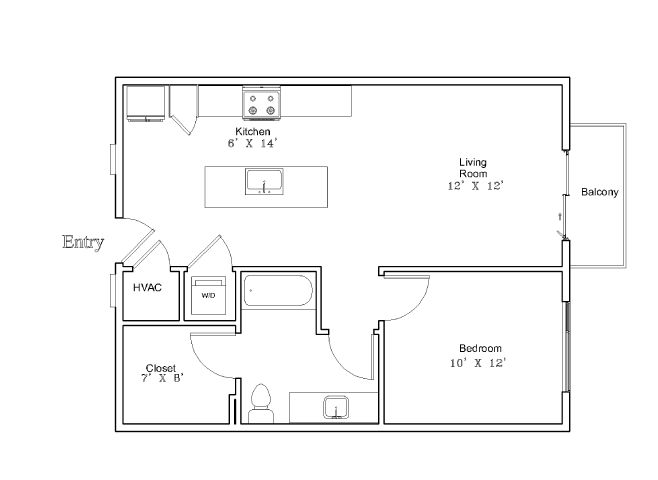 One-Bedroom Apartment (A1) 346 346 floor plan