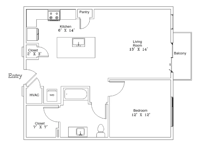 One-Bedroom Apartment (A3) 134 134 floor plan