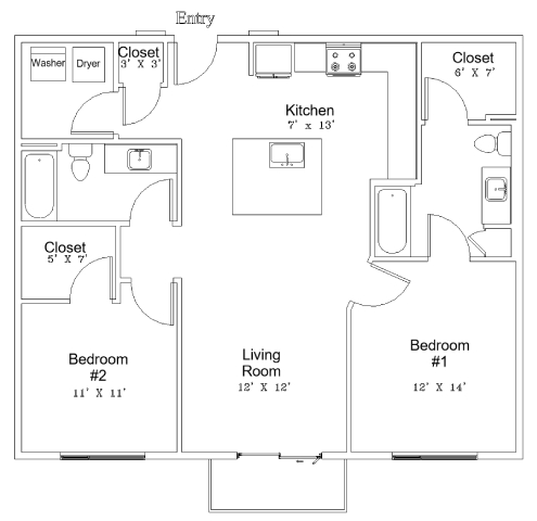 Two-Bedroom Apartment (B1) 142 142 floor plan