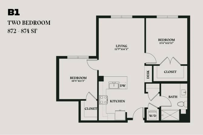 Alba Two Bedroom B1 434 434 floor plan