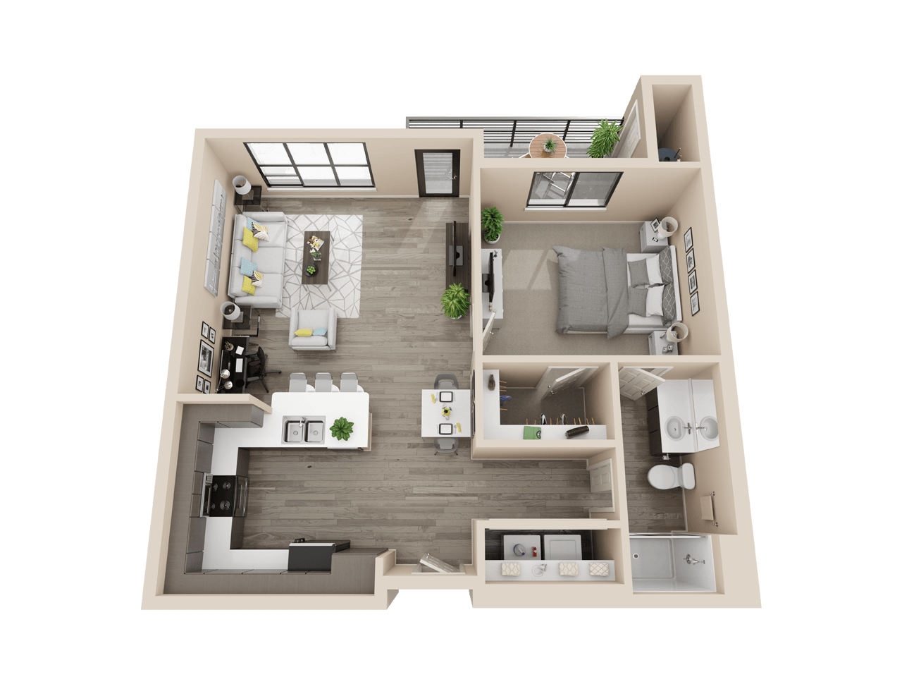 A1 - 1x1 882 sf 1005 1005 floor plan