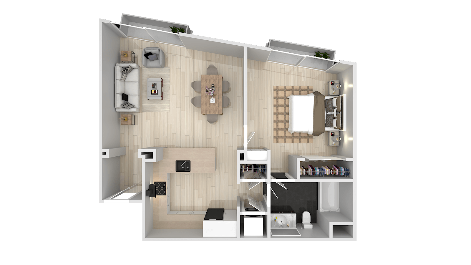 1 Bedroom 1 Bath E 101 101 floor plan