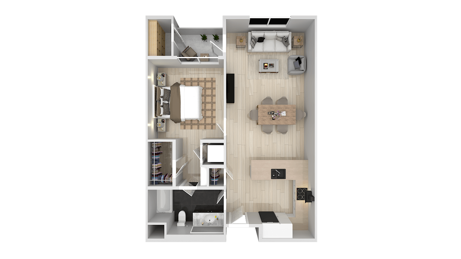 1 Bedroom 1 Bath C 215 215 floor plan