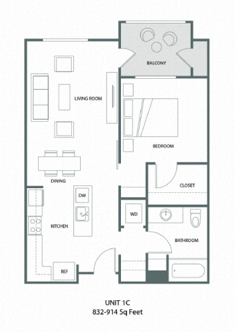 ONE BEDROOM C 309 309 floor plan