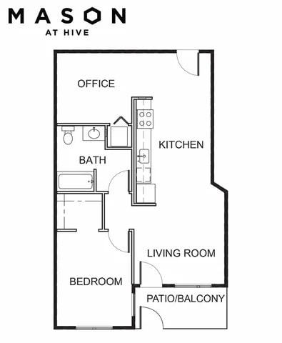 1 Bedroom, 1 Bathroom 421-106 421-106 floor plan