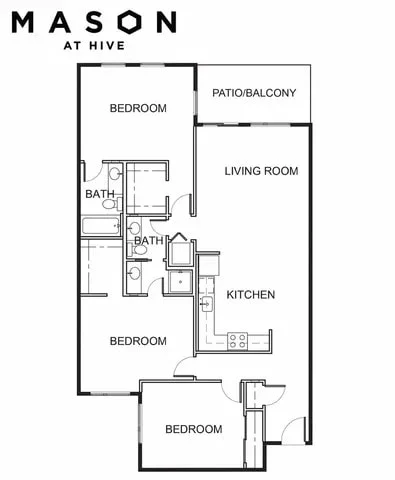 3 Bedrooms, 2 Bathrooms 2300-212 2300-212 floor plan
