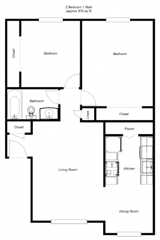 2-Bedrooms, 1-Bathroom 081 081 floor plan