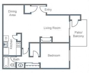 1 Bedroom, 1 Bathroom 004 004 floor plan