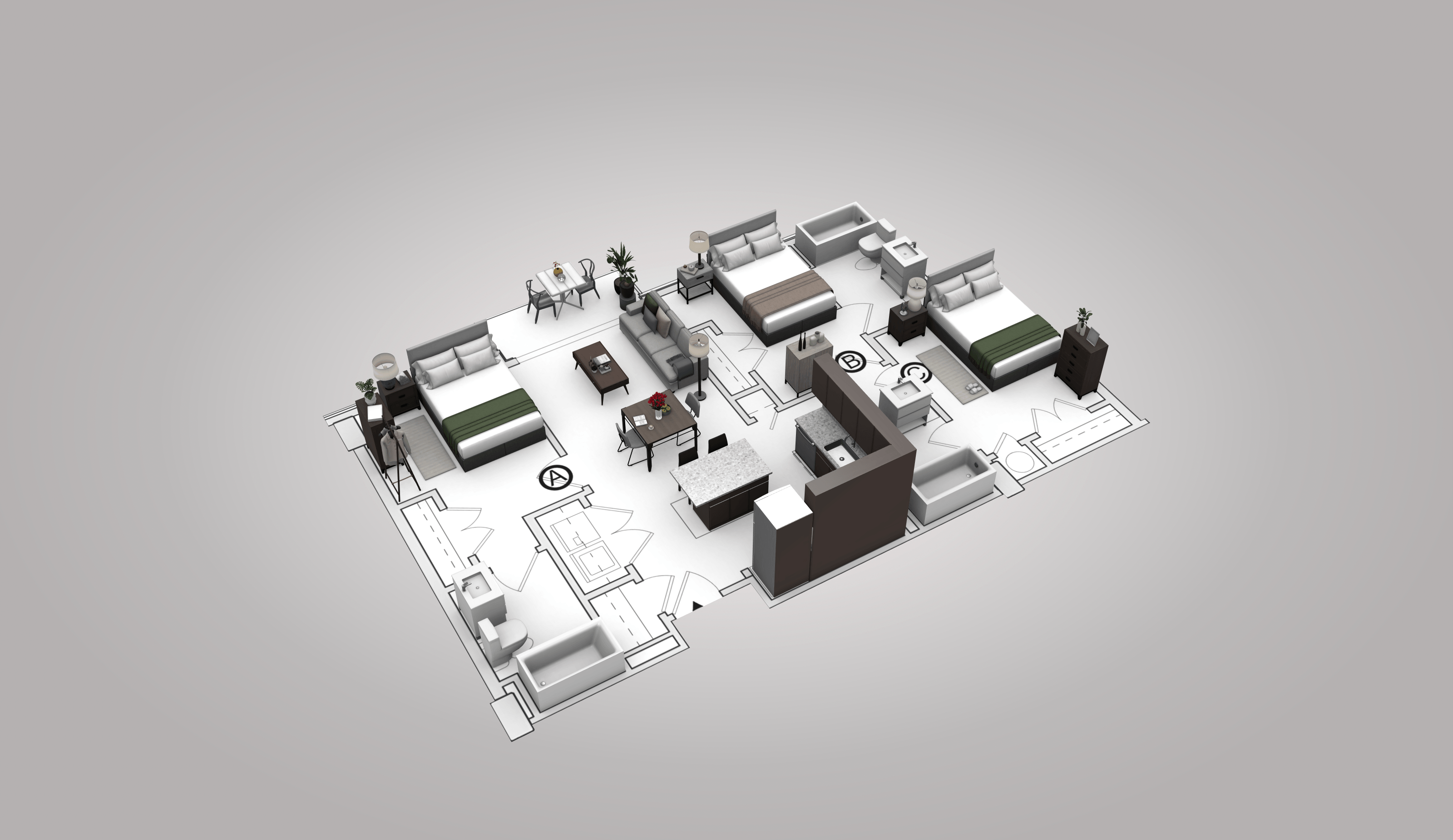 Co-living 3A 744B 744B floor plan