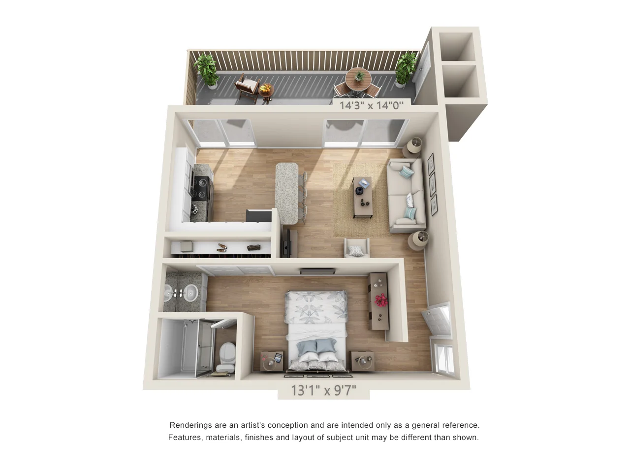 Junior One Bedroom 2207 2207 floor plan